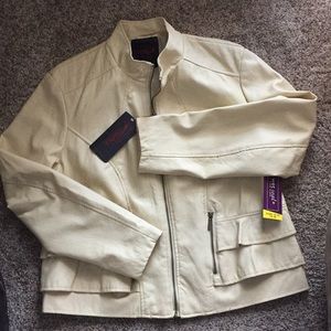 Wet Seal+ Tan Ruffle Faux Leather Jacket